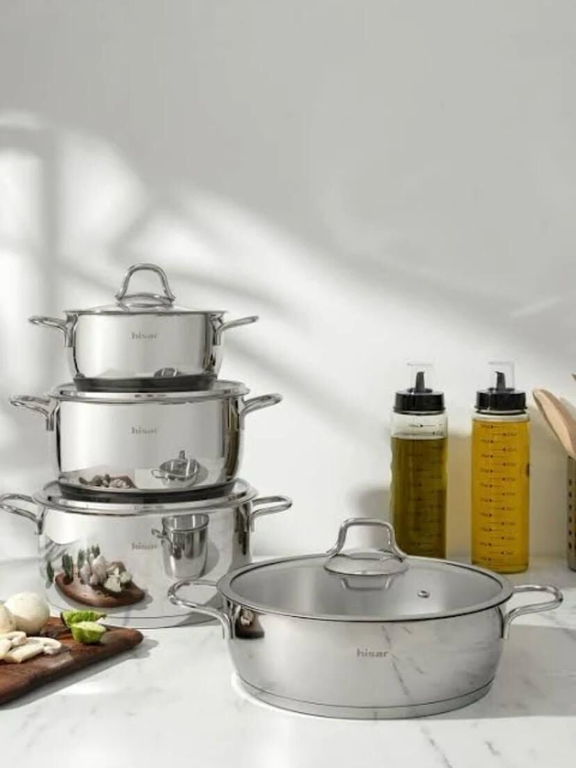 HİSAR TEOS ÇELİK TENCERE SETİ 8 PARÇA 16-20-22-24