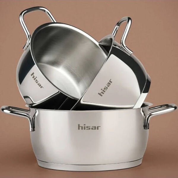 HİSAR TEOS MİDİ ÇELİK TENCERE SETİ 14-16-18