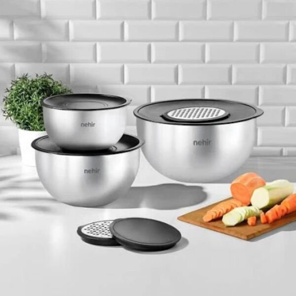 NEHİR SİLVER KARIŞTIRMA KABI RENDELİ 5 PARÇA