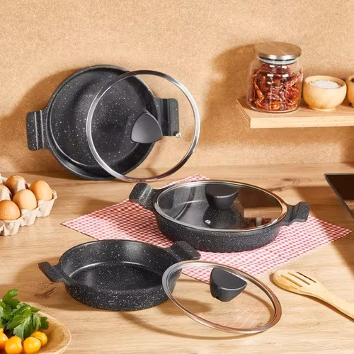 AMBOSS ASTRAL DÖKÜM SAHAN SETİ 6 PARÇA 18-20-22 CAM KAPAK