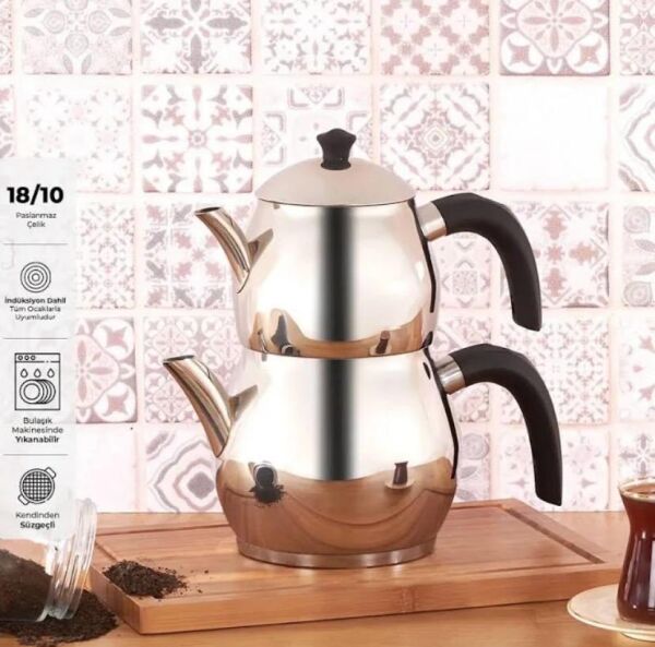 EMSAN CEMRE ÇAYDANLIK ORTA BOY SİYAH KULP-1.00-2.00 LT