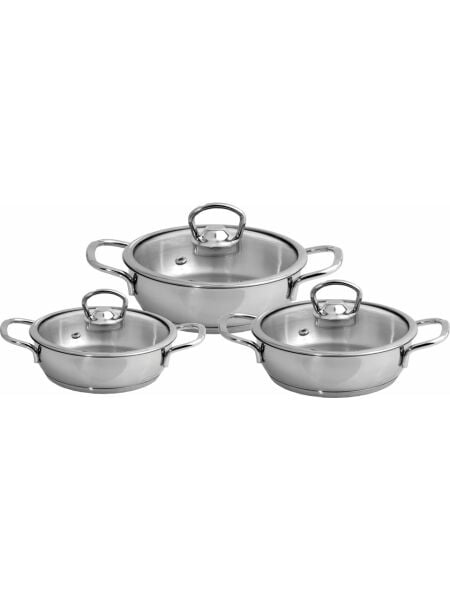 SOLE SAMİRA SAHAN SETİ CAM KAPAK 16-18-20 430 PASLANMAZ ÇELİK TABANLI 18/10