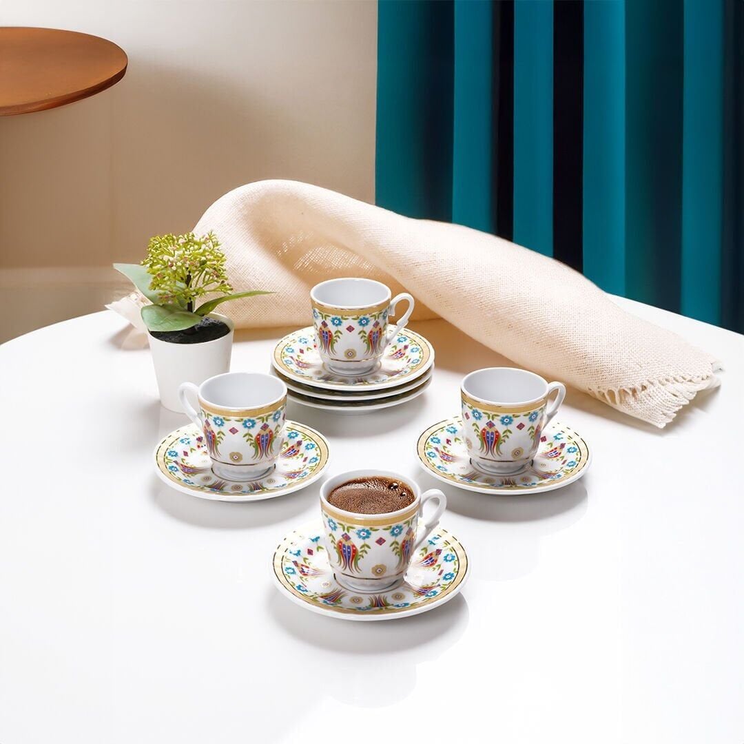 GÜRAL PORSELEN SEDEF KAHVE FİNCAN SETİ 6 KİŞİLİK