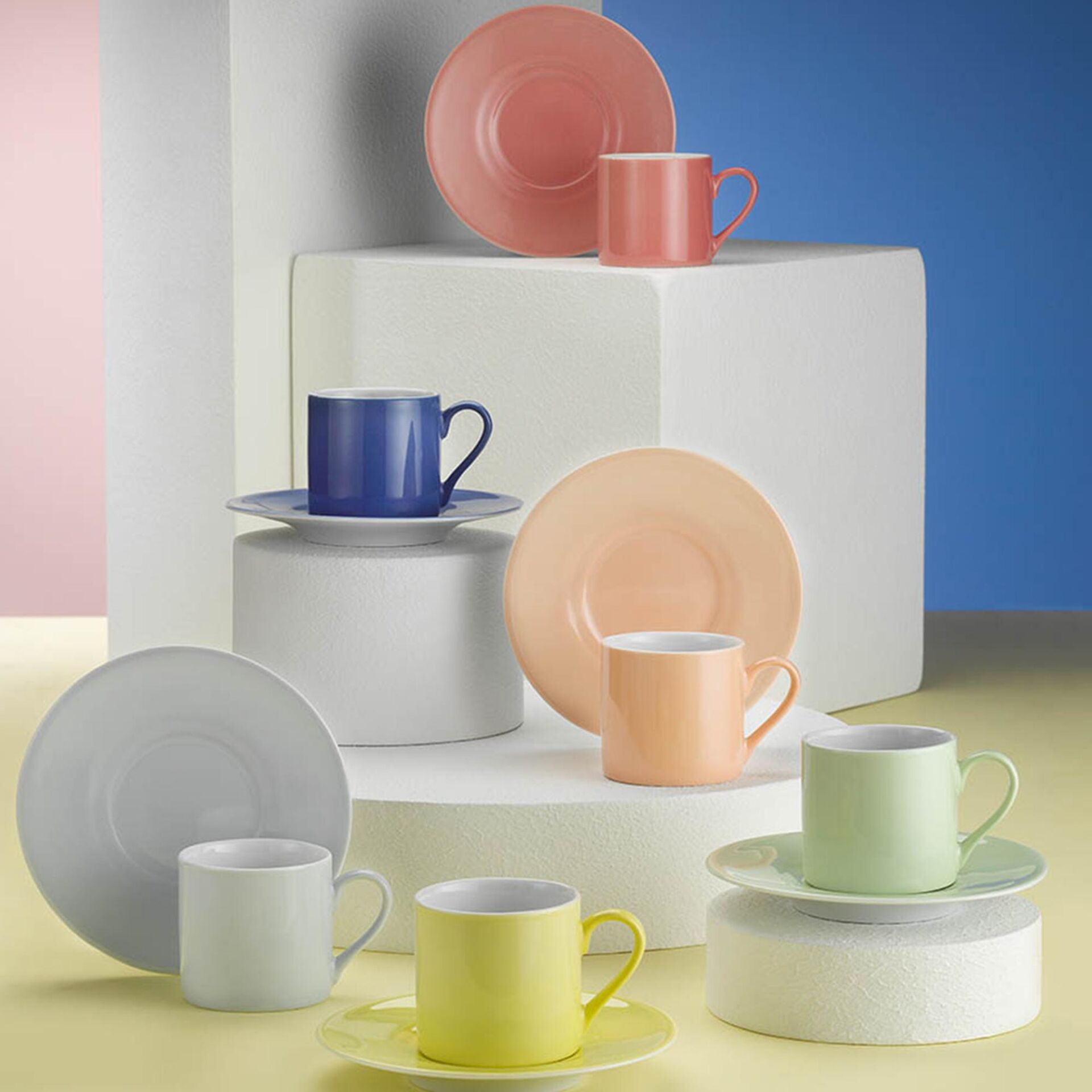 KÜTAHYA PORSELEN RENKLİ RÜYA KAHVE FİNCAN SETİ 6 KİŞİLİK