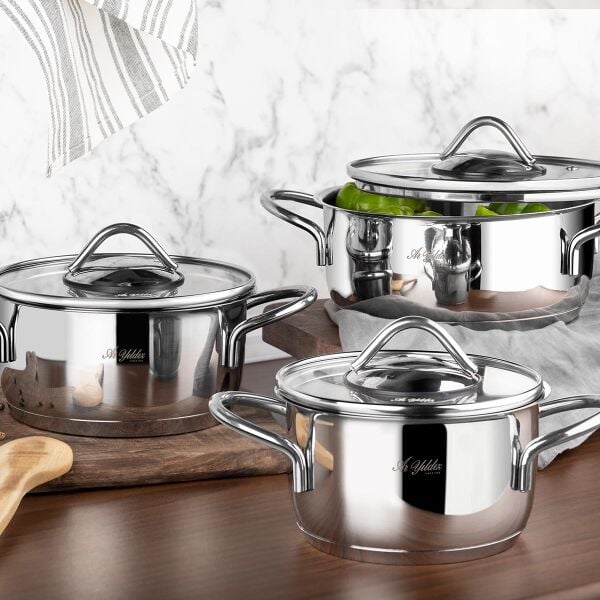 ARYILDIZ SOLO 6 PARÇA MİDİ ÇELİK TENCERE SETİ 14-16-18