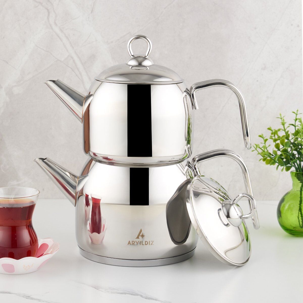 ARYILDIZ SOLO ÇAYDANLIK SETİ 4 PARÇA 1.00-2.00 LT