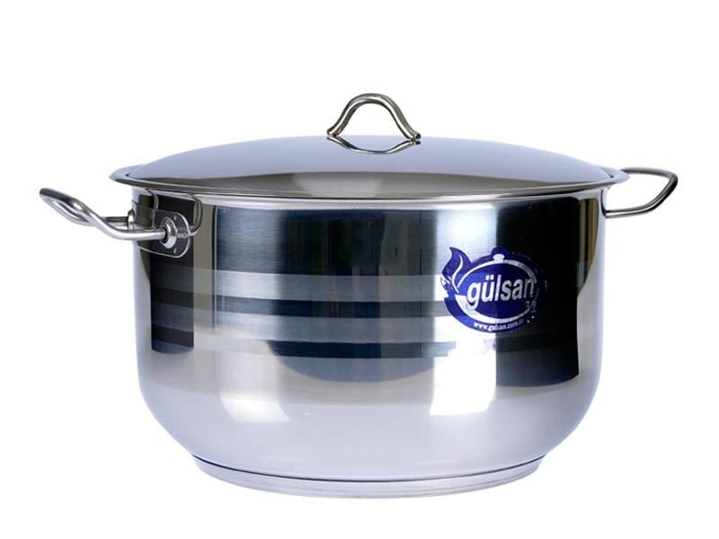 GÜLSAN HELVANE TENCERE DERİN ÇELİK 32 CM 18/10
