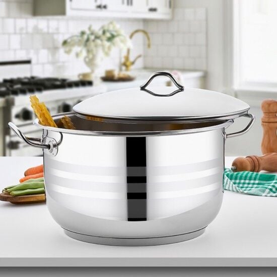 GÜLSAN HELVANE TENCERE DERİN ÇELİK 38 CM 18/10