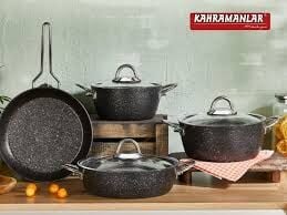 KAHRAMANLAR MOKKA BLACK GRANİT TENCERE SETİ 7 PARÇA