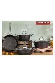 KAHRAMANLAR MOKKA BLACK GRANİT TENCERE SETİ 7 PARÇA