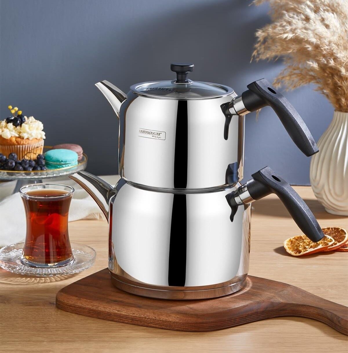 KAHRAMANLAR DELUX ORTA BOY ÇAYDANLIK BAKALİT KULP 304 ÇELİK