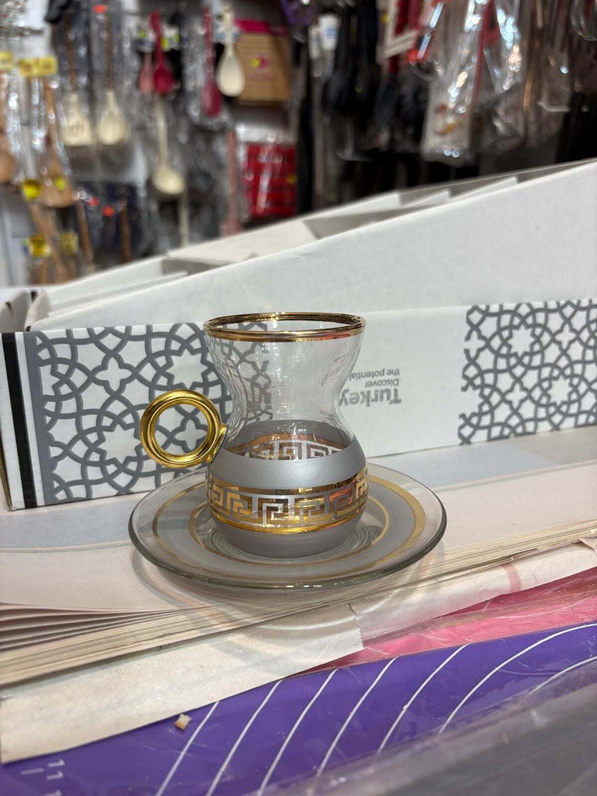 ABKA CAM TALİA YALDIZLI ÇAY SETİ 6 KİŞİLİK 12 PARÇA