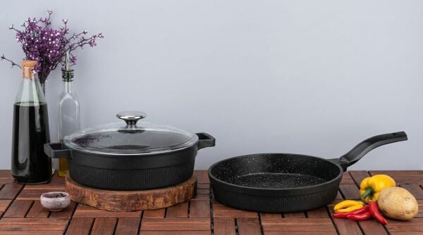 CEM MUTFAK DÖKÜM TAVA TENCERE 2 Lİ SET 26+26